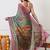 Women's green ethnic motifs print chiffon saree with unstitched piece