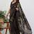 Women's brown floral print silk blend saree with unstitched piece