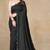 Women's black plain silk blend saree with unstitched piece