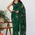 Women's green floral print silk blend saree with unstitched piece