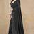Women's black plain silk blend saree with unstitched piece