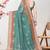 Women's teal ombre cotton blend saree with unstitched piece