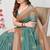 Women's teal ombre cotton blend saree with unstitched piece