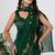Women's green floral print silk blend saree with unstitched piece