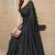Women's black plain silk blend saree with unstitched piece