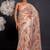 Women's peach floral print chiffon saree with unstitched piece