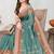 Women's teal ombre cotton blend saree with unstitched piece