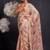 Women's peach floral print chiffon saree with unstitched piece