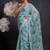 Women's blue floral print chiffon saree with unstitched piece