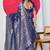 Women's blue zari woven design silk blend saree with unstitched piece