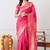 Women's pink woven design silk blend saree with unstitched piece