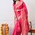 Women's pink woven design silk blend saree with unstitched piece