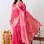 Women's pink woven design silk blend saree with unstitched piece