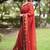 Women's red floral stripes print georgette saree with unstitched piece