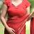 Women's red floral stripes print georgette saree with unstitched piece