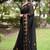 Women's black floral stripes print georgette saree with unstitched piece