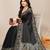 Women's black madhubani print chiffon saree with unstitched piece