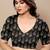 Women's black madhubani print chiffon saree with unstitched piece