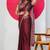 Women's maroon paisley kalamkari print chiffon saree with unstitched piece