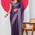 Women's purple paisley kalamkari print chiffon saree with unstitched piece