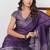 Women's purple paisley kalamkari print chiffon saree with unstitched piece