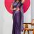 Women's purple paisley kalamkari print chiffon saree with unstitched piece