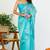 Women's turquoise solid organza saree with unstitched piece
