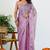 Women's lavender solid organza saree with unstitched piece