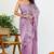 Women's lavender solid organza saree with unstitched piece