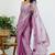 Women's lavender solid organza saree with unstitched piece