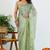 Women's green solid organza saree with unstitched piece