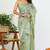 Women's green solid organza saree with unstitched piece