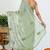 Women's green solid organza saree with unstitched piece