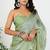 Women's green solid organza saree with unstitched piece