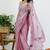 Women's pink solid organza saree with unstitched piece