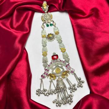 Dual tone Oxidized Silver Chabi Challa Saree Keychain, Vintage Indian Saree Satka 2