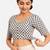 Cream printed inner cotton lining side (smocked) stretchable top readymade saree blouse