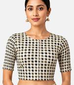 Green printed inner cotton lining side (smocked) stretchable top readymade saree blouse