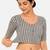 Blue printed inner cotton lining side (smocked) stretchable top readymade saree blouse