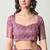 Women's pink block print cotton silk blend saree with unstitched piece