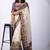 Women's off white kalakmkari print cotton silk blend saree with unstitched piece