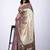 Women's off white kalakmkari print cotton silk blend saree with unstitched piece