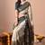 Women's off white kalakmkari print cotton silk blend saree with unstitched piece
