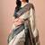 Women's off white kalakmkari print cotton silk blend saree with unstitched piece