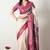 Women's off white ikkat print cotton silk blend saree with unstitched piece