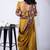 Women's mustard zari woven stripes cotton silk blend saree with unstitched piece