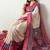 Women's off white ikkat print cotton silk blend saree with unstitched piece