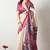 Women's off white ikkat print cotton silk blend saree with unstitched piece