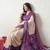 Women's off white ikkat print cotton silk blend saree with unstitched piece