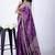 Women's purple zari woven stripes cotton silk blend saree with unstitched piece